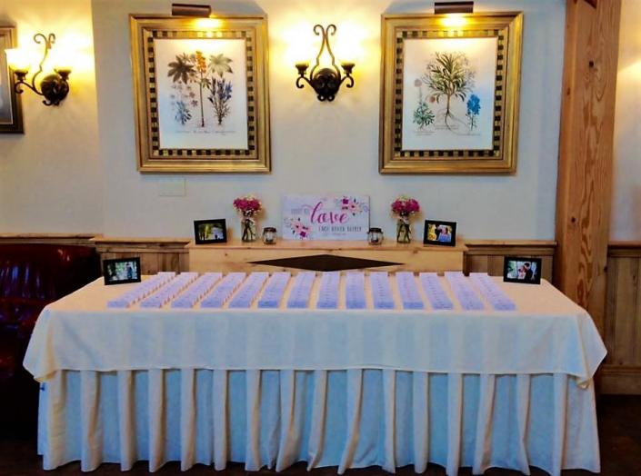 Place card table at the Red Barn